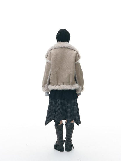 NAPSNAPS Retro Double Breasted Faux Shearling Women&