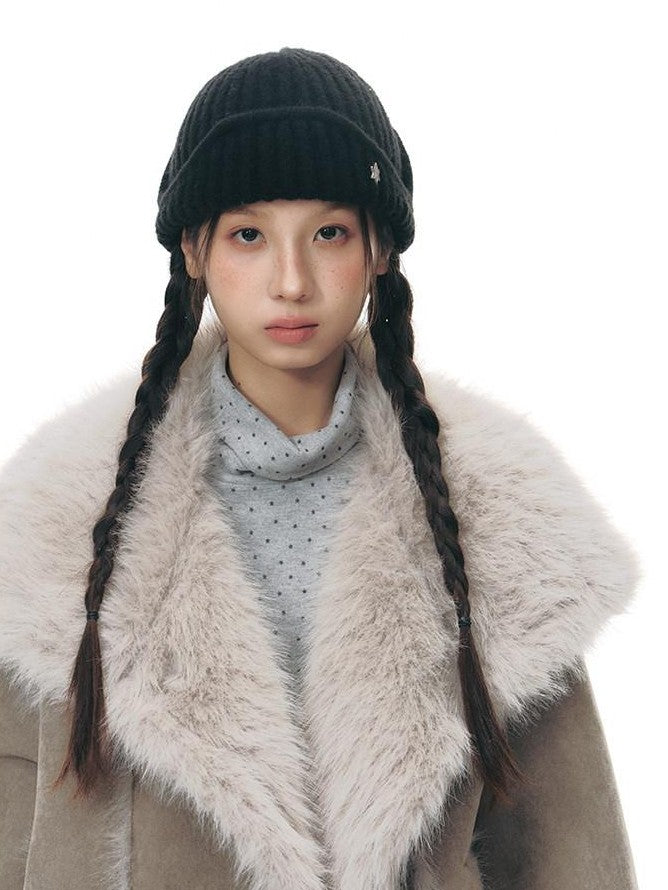 NAPSNAPS Retro Double Breasted Faux Shearling Women&
