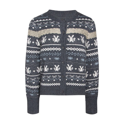 NAPSNAPS_Retro_Fair_Isle_Jacquard_Bow_Button_Women&