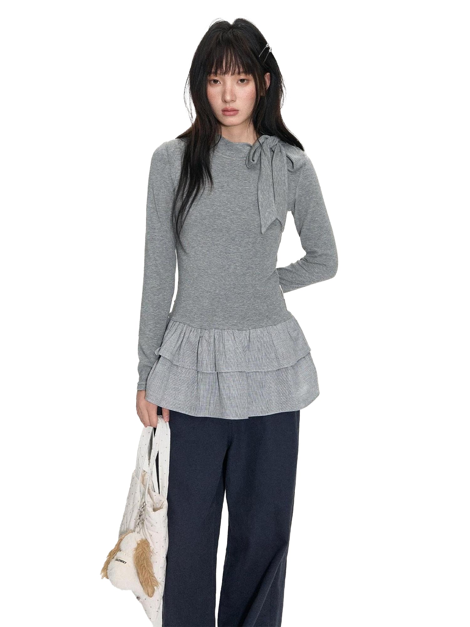 NAPSNAPS Retro Fair Isle Jacquard Bow Button Women&