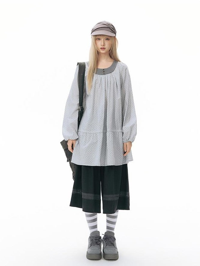 NAPSNAPS Retro Lace Panel Knit Elastic High Waist Women&