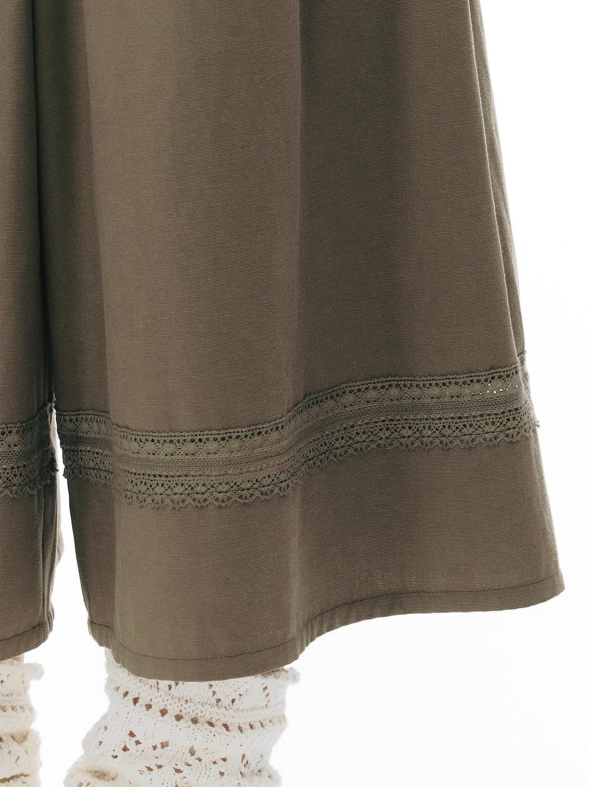 NAPSNAPS Retro Lace Panel Knit Elastic High Waist Women&