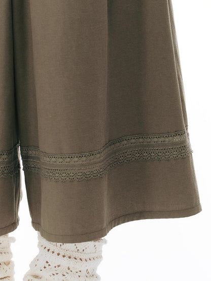 NAPSNAPS Retro Lace Panel Knit Elastic High Waist Women&