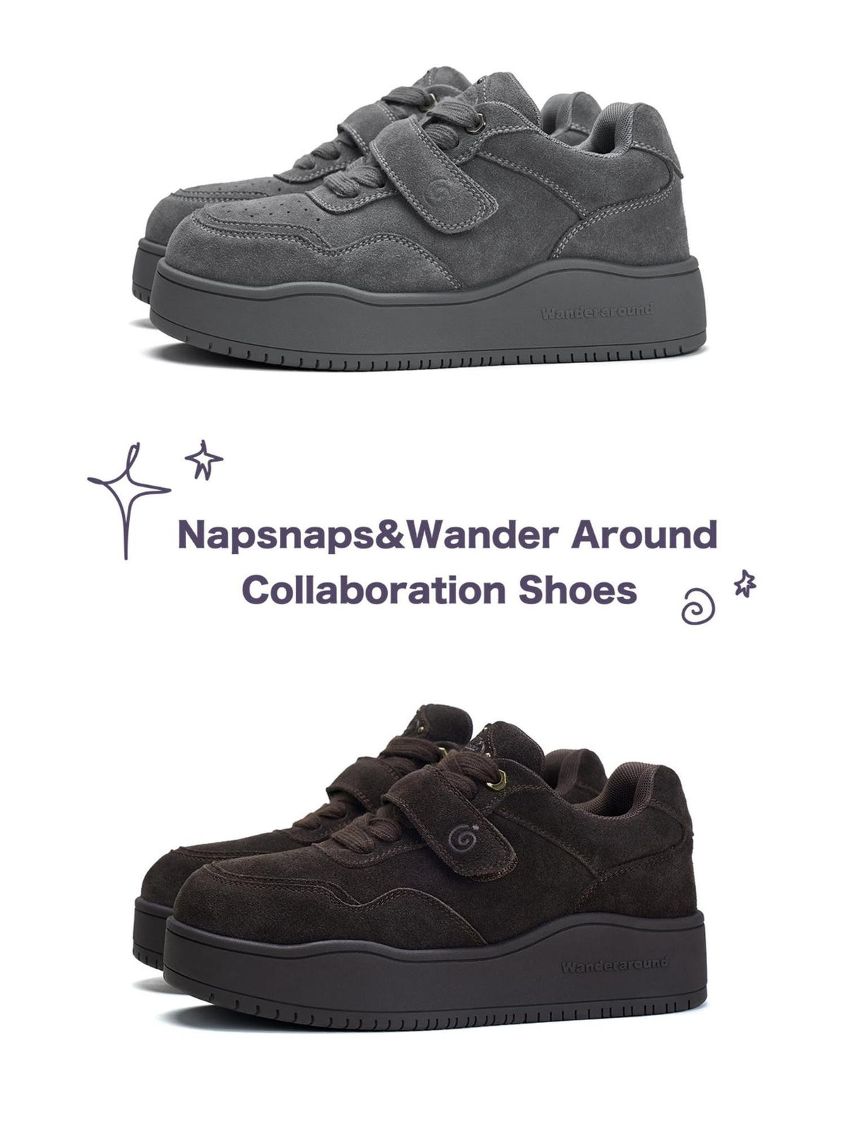 NAPSNAPS Retro Platform Hook And Loop Leather Women&