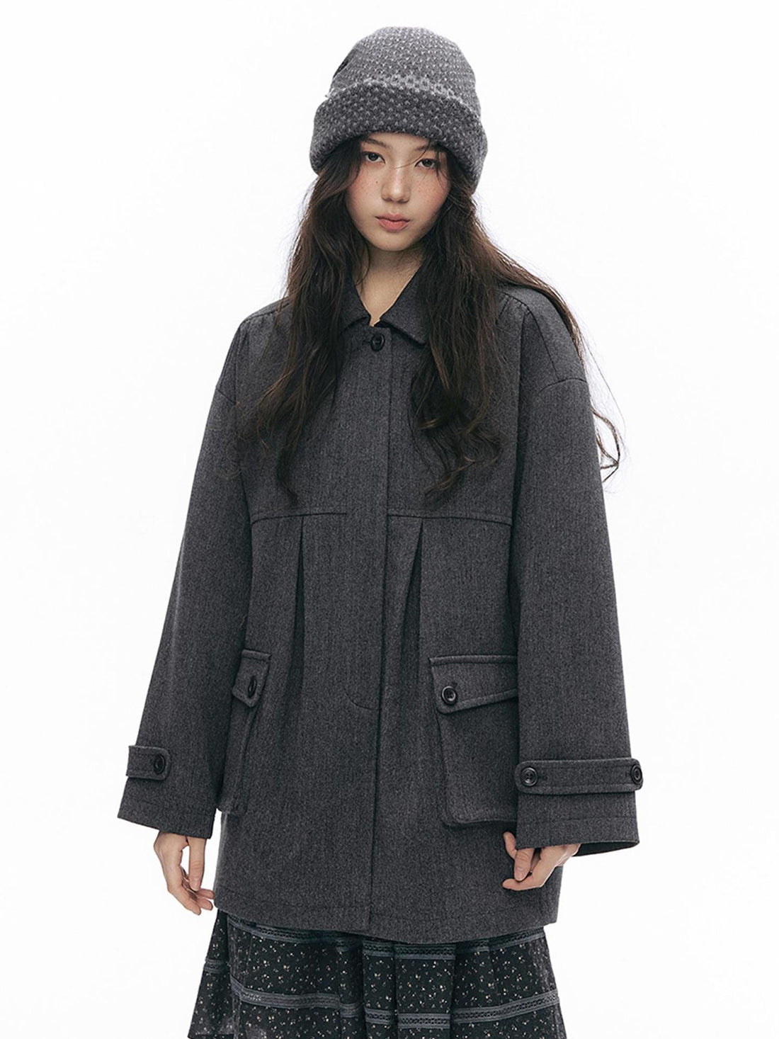 NAPSNAPS Retro Square Neck Loose Fit Polyester Women&
