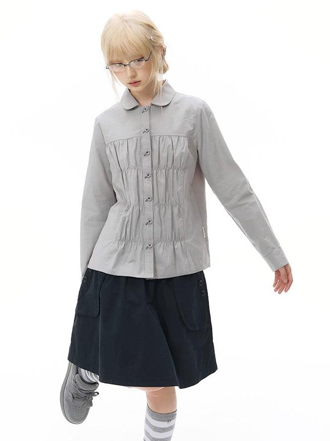 NAPSNAPS Retro Utility Button Wide Waist A Line Women&
