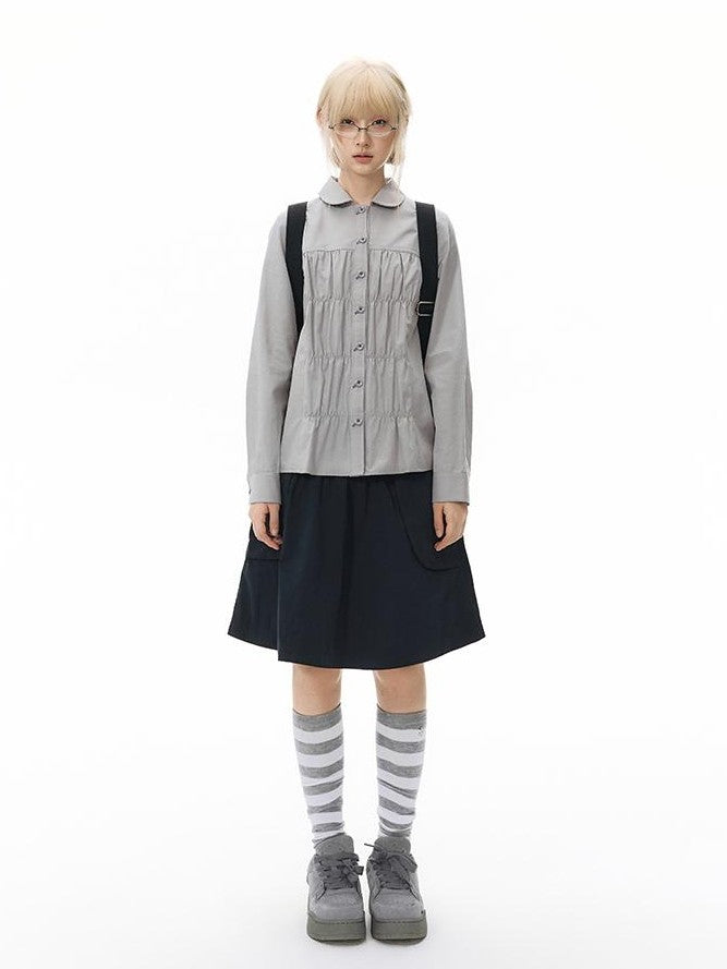 NAPSNAPS Retro Utility Button Wide Waist A Line Women&