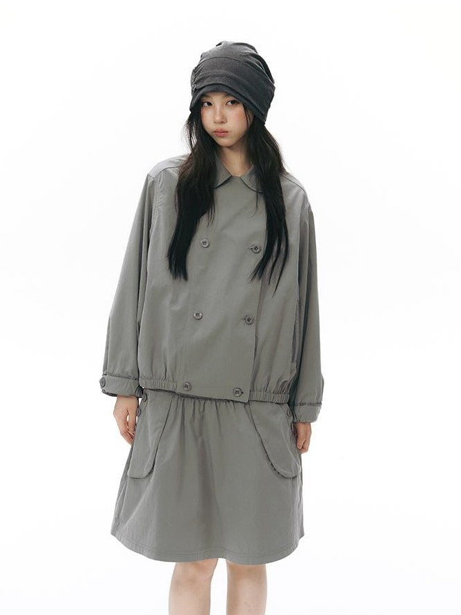 NAPSNAPS Retro Utility Button Wide Waist A Line Women&