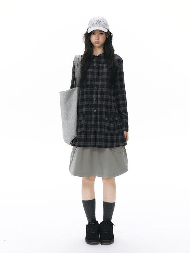 NAPSNAPS Retro Utility Button Wide Waist A Line Women&