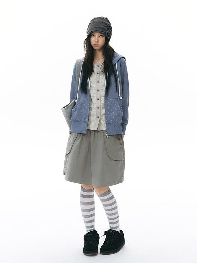 NAPSNAPS Retro Utility Button Wide Waist A Line Women&