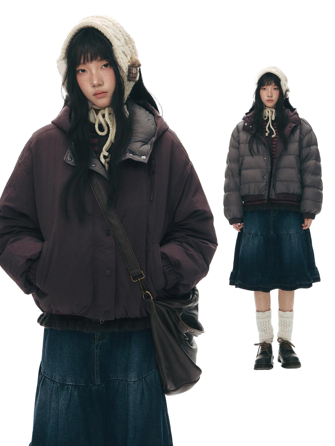 NAPSNAPS Reversible Channel Quilted Hooded Women&
