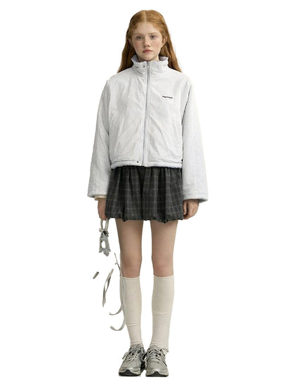 NAPSNAPS Reversible Embroidered Striped Stand Collar Women&