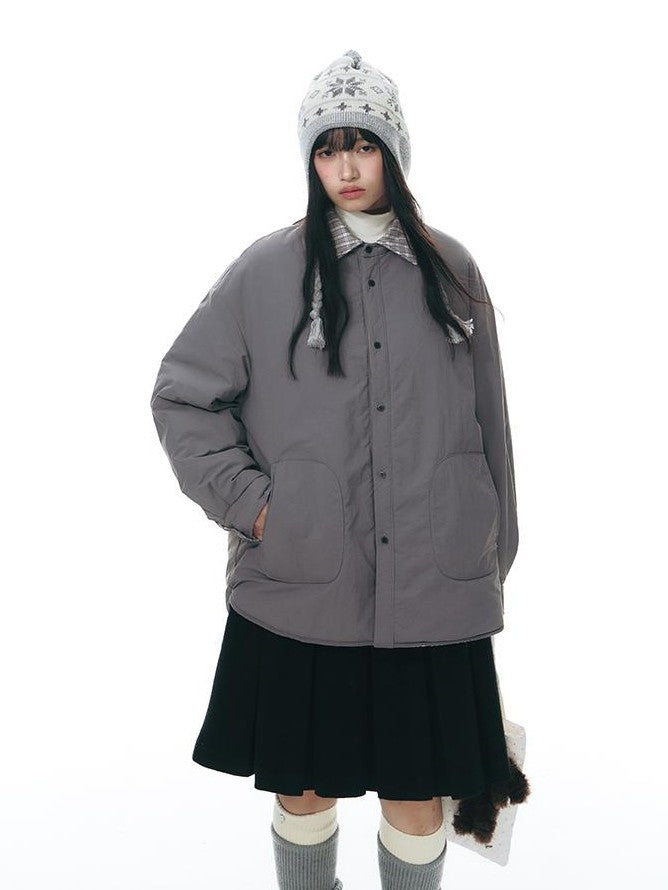 NAPSNAPS Reversible Plaid Lightweight Loose Women&