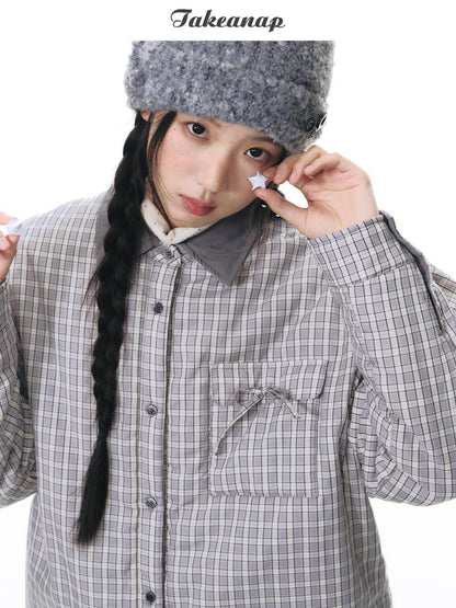 NAPSNAPS Reversible Plaid Lightweight Loose Women&