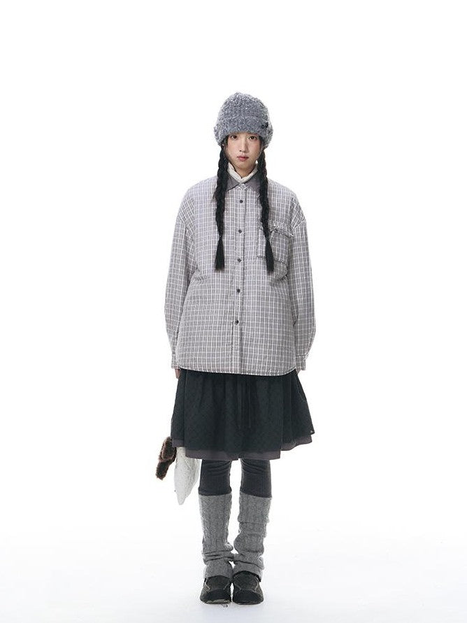 NAPSNAPS Reversible Plaid Lightweight Loose Women&