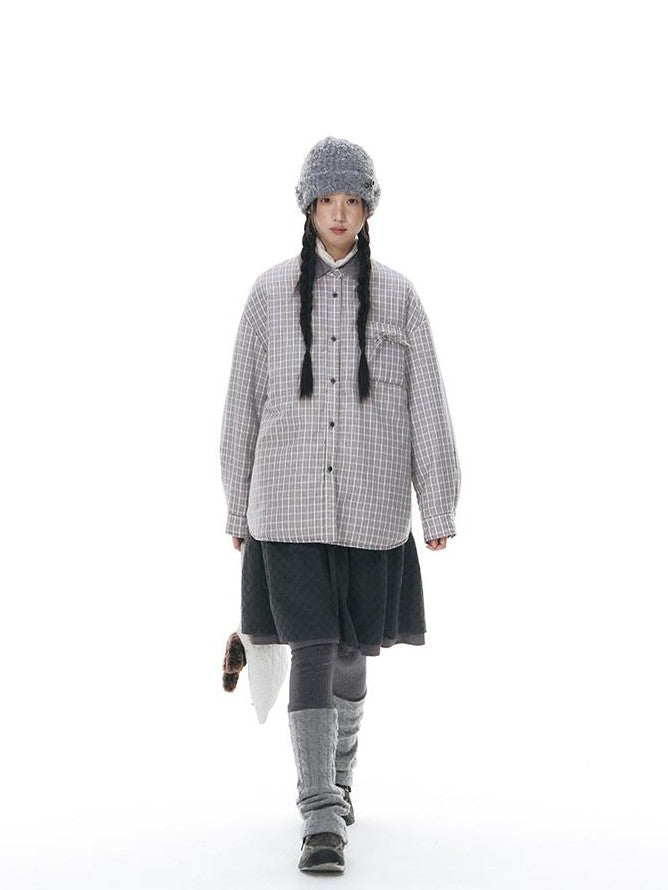NAPSNAPS Reversible Plaid Lightweight Loose Women&
