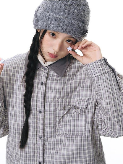 NAPSNAPS Reversible Plaid Lightweight Loose Women&