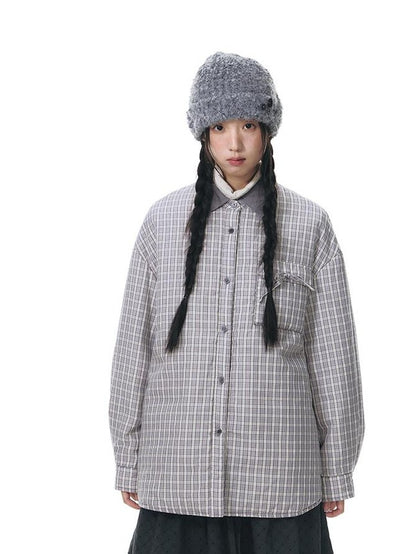 NAPSNAPS Reversible Plaid Lightweight Loose Women&