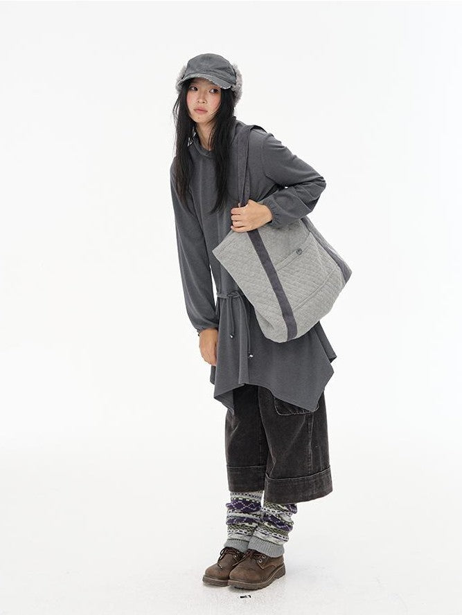 NAPSNAPS Reversible Quilted Patchwork Open Top Canvas Tote Women&