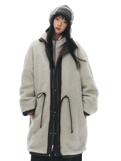 NAPSNAPS Reversible Shearling Stand Collar Women&
