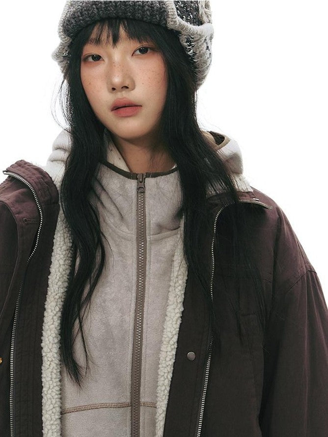 NAPSNAPS Reversible Shearling Stand Collar Women&