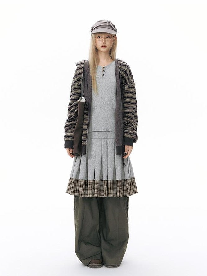 NAPSNAPS Reversible Striped Kangaroo Pocket Drop Shoulder Women&