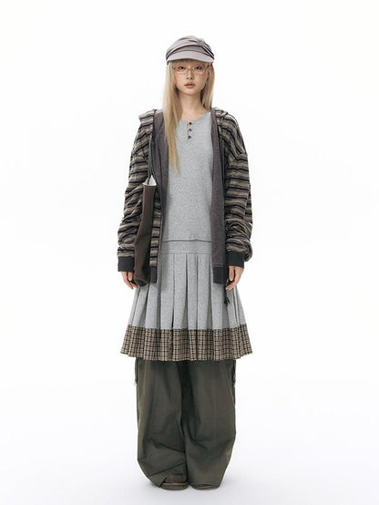 NAPSNAPS Reversible Striped Kangaroo Pocket Drop Shoulder Women&