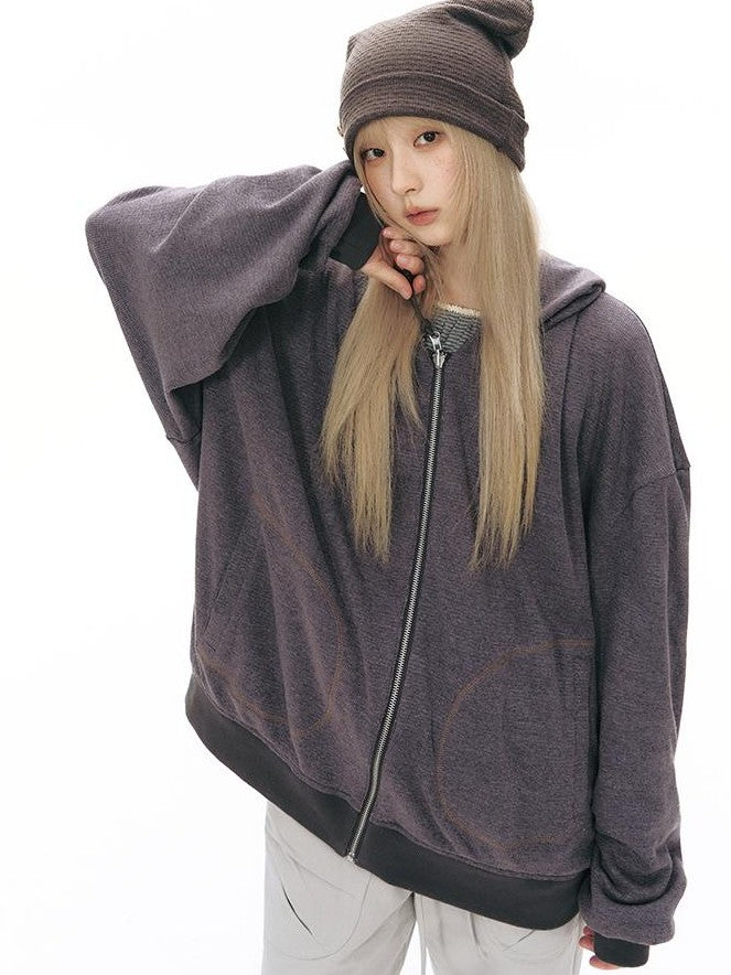 NAPSNAPS Reversible Striped Kangaroo Pocket Drop Shoulder Women&