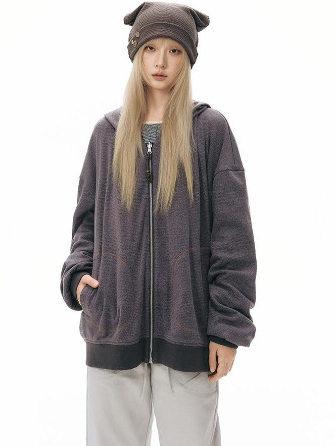 NAPSNAPS Reversible Striped Kangaroo Pocket Drop Shoulder Women&