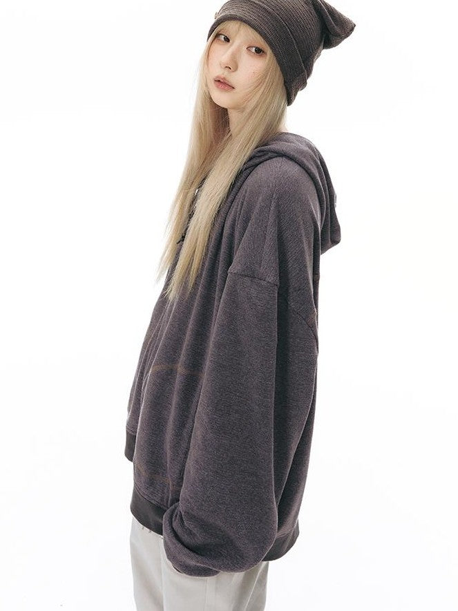 NAPSNAPS Reversible Striped Kangaroo Pocket Drop Shoulder Women&