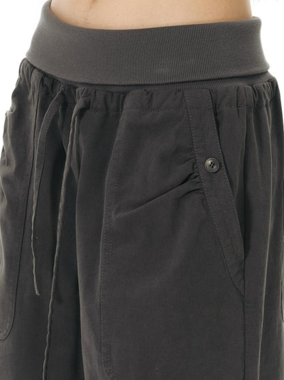 NAPSNAPS Ribbed Drawstring Waist Cargo Pocket Straight Women&