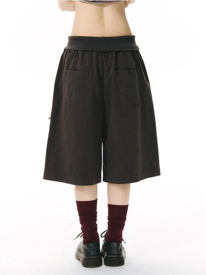 NAPSNAPS Ribbed Drawstring Waist Cargo Pocket Straight Women&