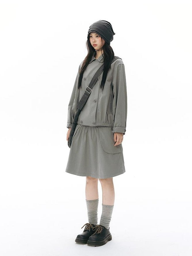 NAPSNAPS Ruched Side Seam Button Slouchy Adjustable Women&