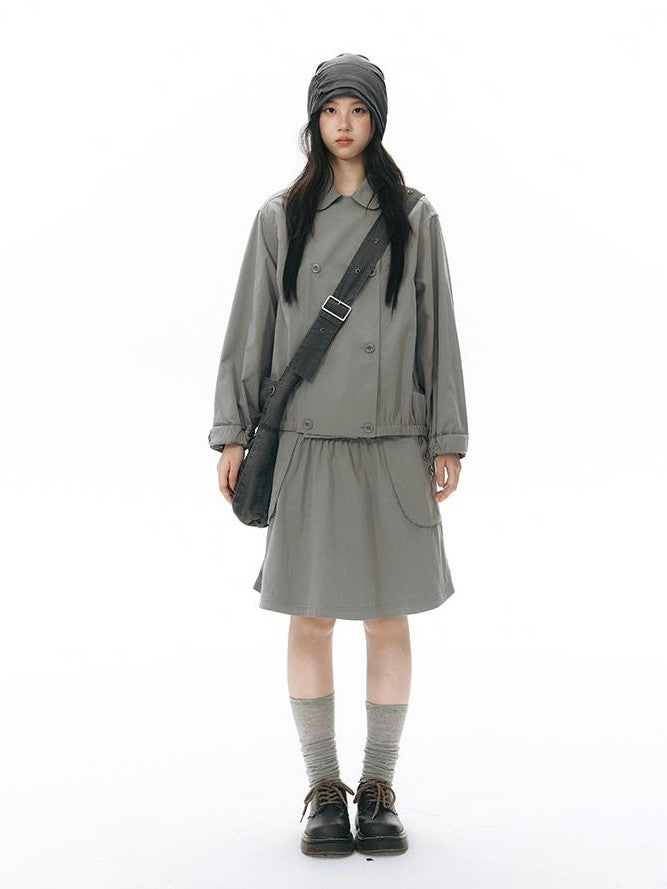 NAPSNAPS Ruched Side Seam Button Slouchy Adjustable Women&
