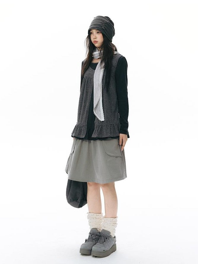 NAPSNAPS Ruched Side Seam Button Slouchy Adjustable Women&