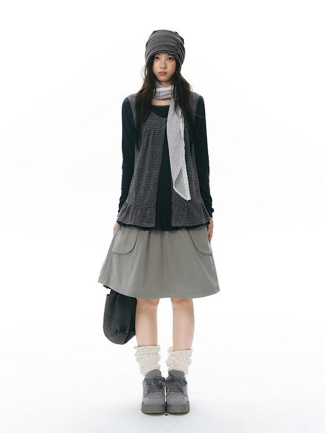 NAPSNAPS Ruched Side Seam Button Slouchy Adjustable Women&