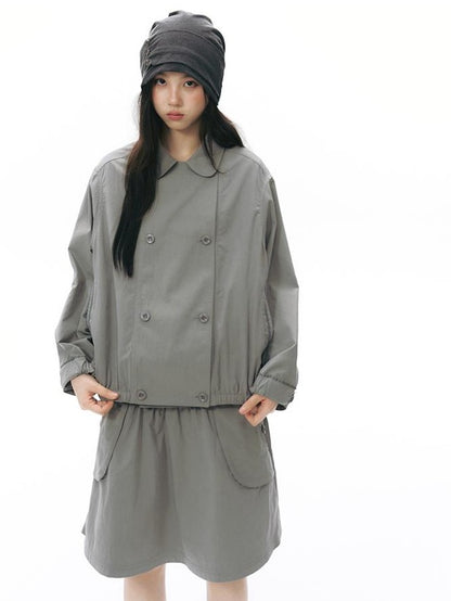 NAPSNAPS Ruched Side Seam Button Slouchy Adjustable Women&