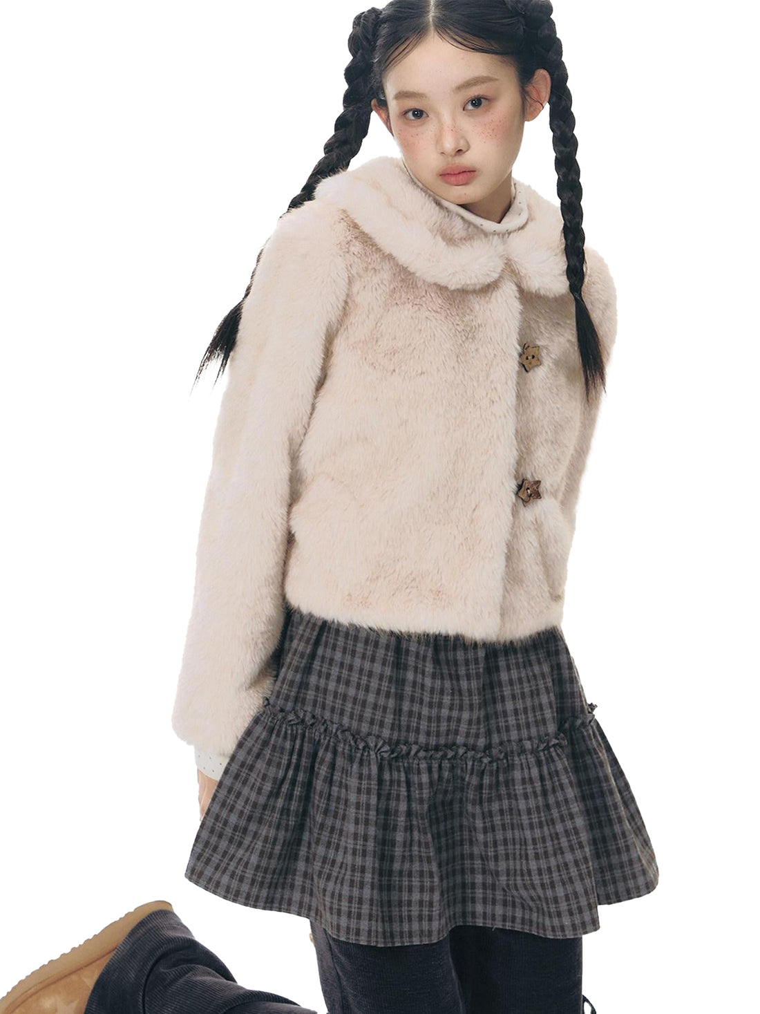 NAPSNAPS Ruffle Collar Star Buttons Women&