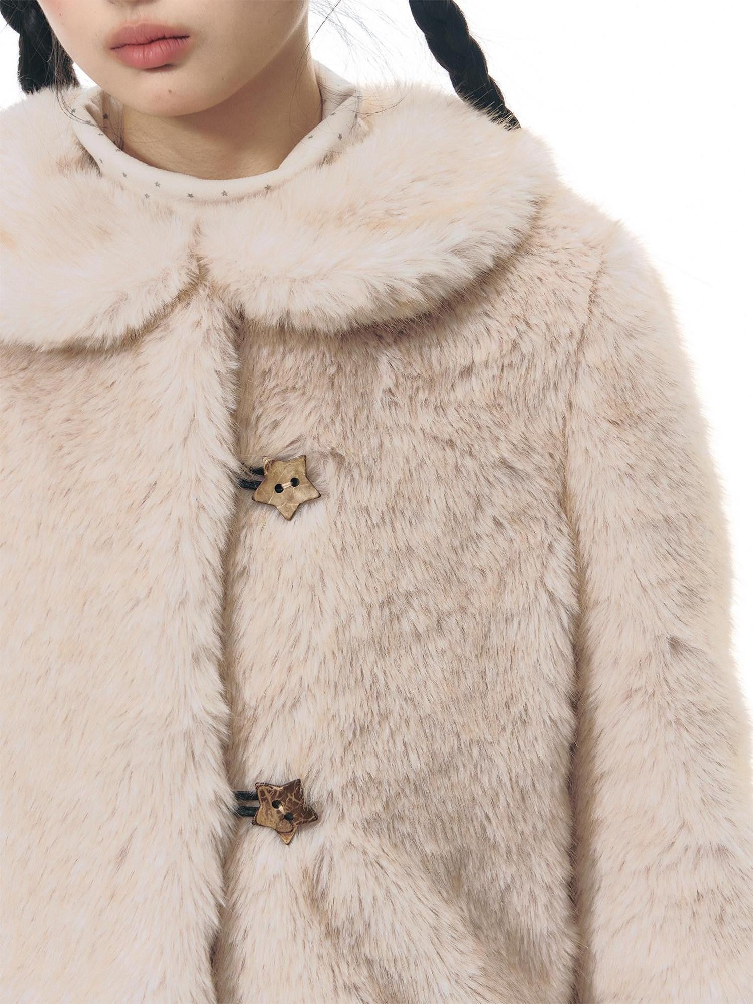 NAPSNAPS Ruffle Collar Star Buttons Women&