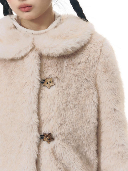 NAPSNAPS Ruffle Collar Star Buttons Women&