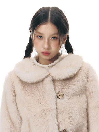 NAPSNAPS Ruffle Collar Star Buttons Women&