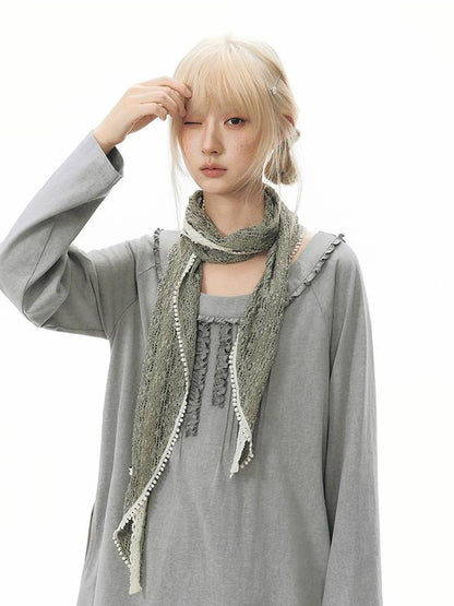 NAPSNAPS Ruffle Edge Pleated Front Tape Raglan Women&