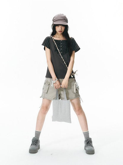 NAPSNAPS Ruffle Patchwork Knit Women&