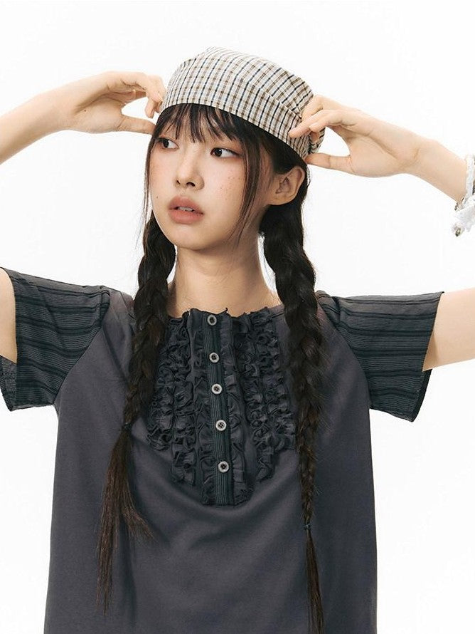 NAPSNAPS Ruffle Patchwork Knit Women&