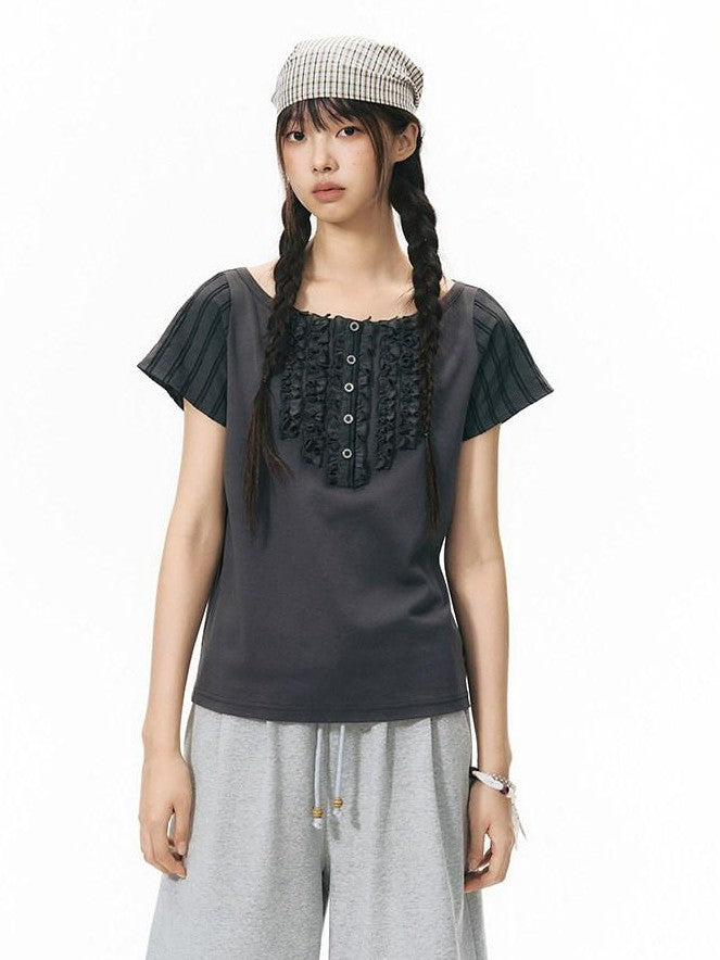 NAPSNAPS Ruffle Patchwork Knit Women&