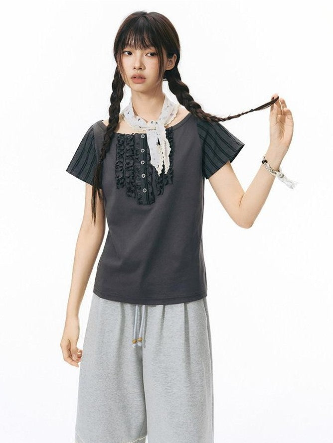 NAPSNAPS Ruffle Patchwork Knit Women&