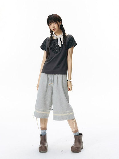 NAPSNAPS Ruffle Patchwork Knit Women&