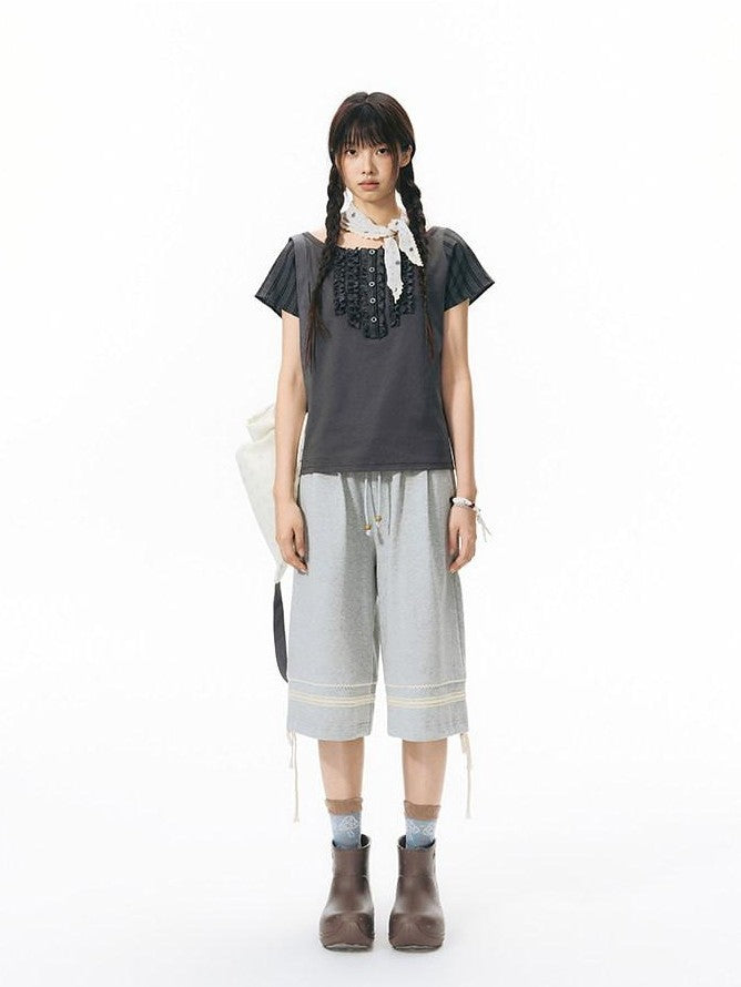NAPSNAPS Ruffle Patchwork Knit Women&