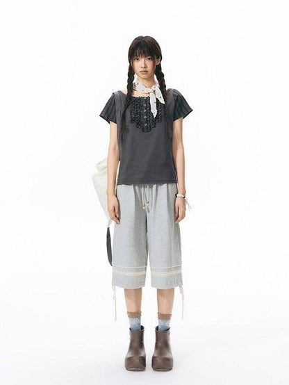 NAPSNAPS Ruffle Patchwork Knit Women&