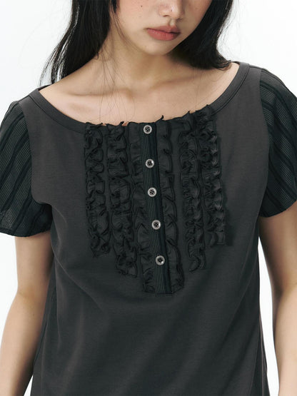 NAPSNAPS Ruffle Patchwork Knit Women&